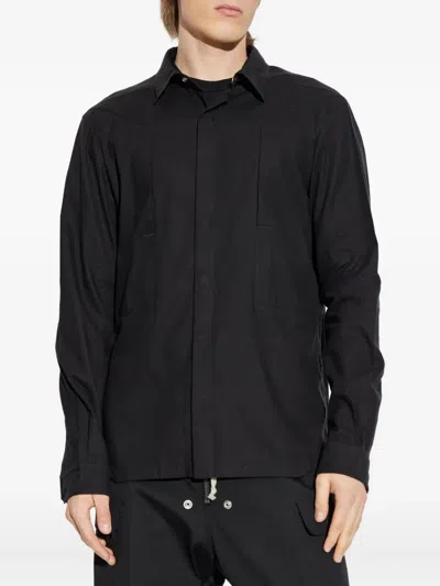 Rick Owens Man Shirt Black Size 44 Virgin Wool In Black