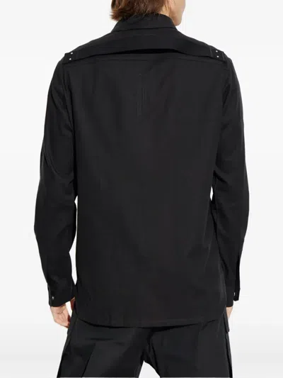 Rick Owens Man Shirt Black Size 44 Virgin Wool In Black