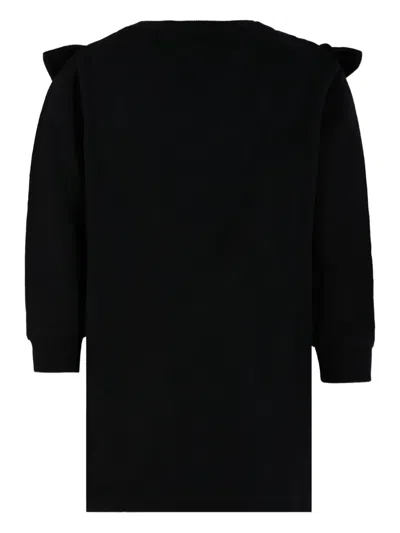 Balmain Ruffled-detail Logo Dress In Black