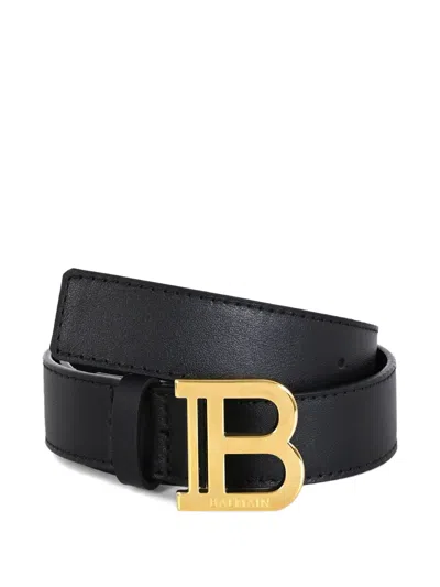 Balmain Logo-buckle Leather Belt In Black