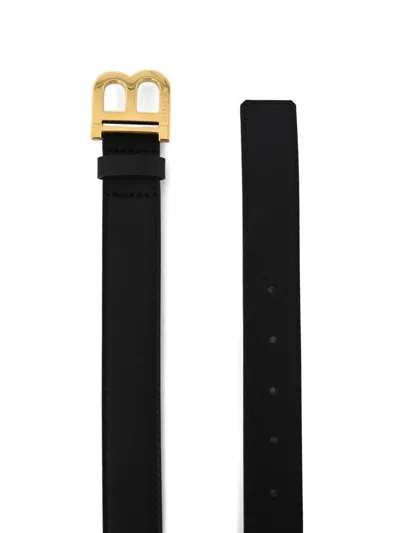 Balmain Logo-buckle Leather Belt In Black