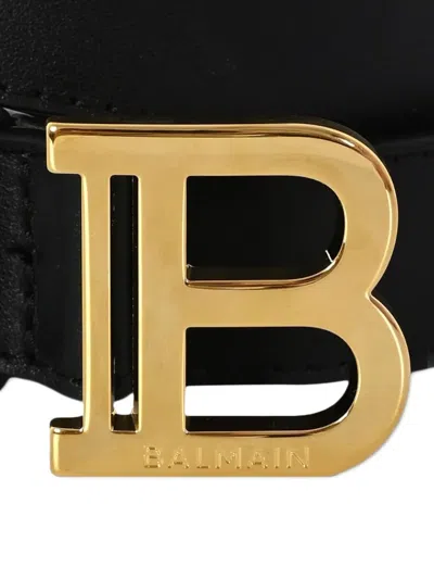 Balmain Logo-buckle Leather Belt In Black
