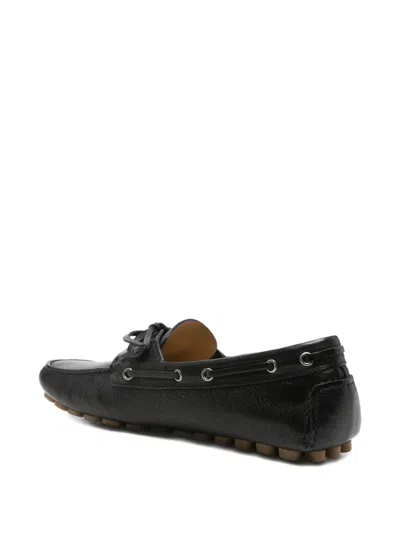 Valentino Garavani 'fastaway' Black Loafers With Vlogo Plaque And Decorative Laces With Logo In Leat In Black