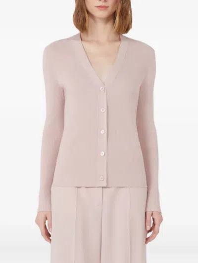 Weekend Max Mara Gabriel Ribbed V-neck Cardigan In Pink