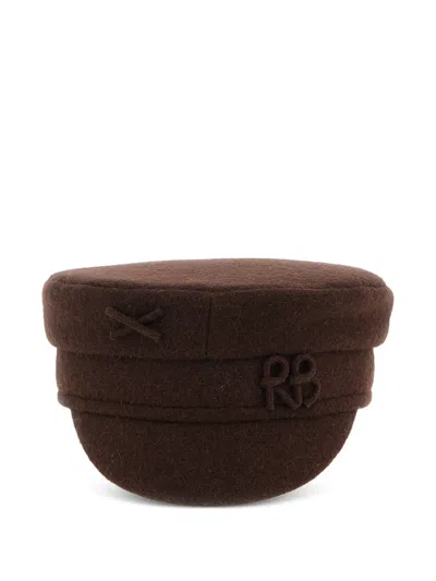 Ruslan Baginskiy Flat Top Short Brim Wool Fabric Hat In Brown