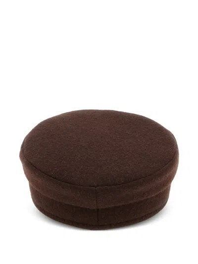 Ruslan Baginskiy Flat Top Short Brim Wool Fabric Hat In Brown