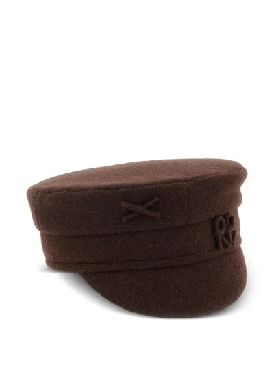 Ruslan Baginskiy Flat Top Short Brim Wool Fabric Hat In Brown