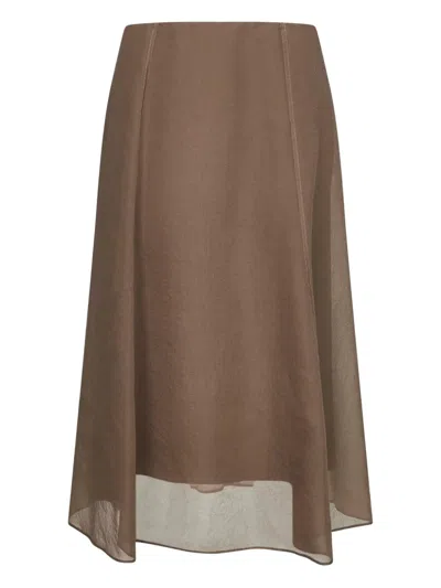 Brunello Cucinelli Stitching-detail A-line Midi Skirt