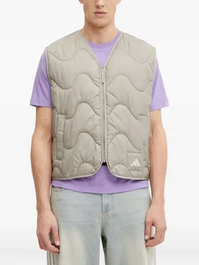 Adidas Originals Logo-patch Quilted-wave Vest In Multi