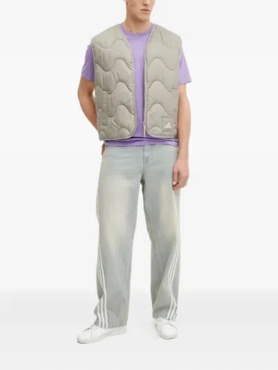 Adidas Originals Logo-patch Quilted-wave Vest In Multi