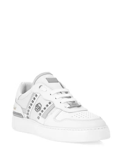 Philipp Plein Stud-embellished Low-top Sneakers In White
