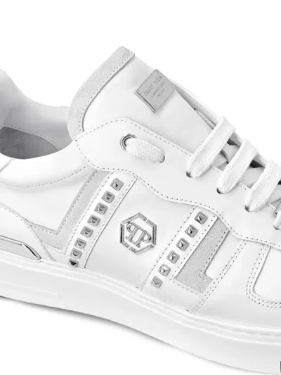 Philipp Plein Stud-embellished Low-top Sneakers In White