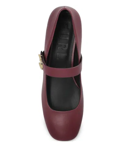 Furla Buckle-strap Ballerina Shoes In Red