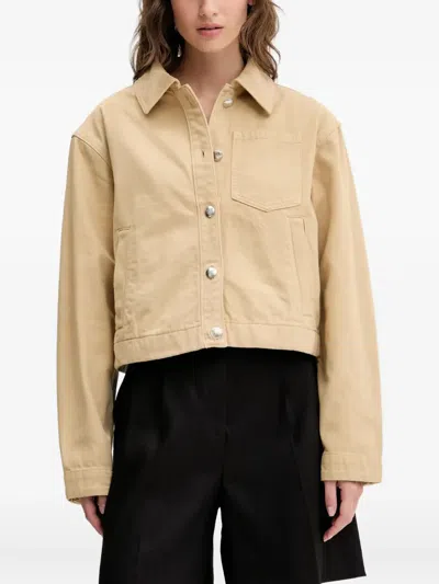 Hugo Boss Pocketed Button Denim Jacket In Neutral