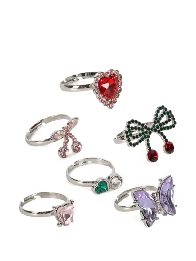 Konges Sløjd Butterfly Heart Ring Set In Pink