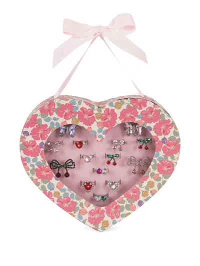 Konges Sløjd Butterfly Heart Ring Set In Pink