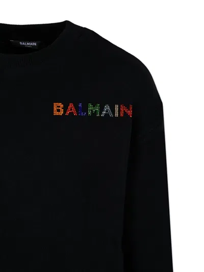 Balmain Rhinestone-embellished Sweatshirt In Black