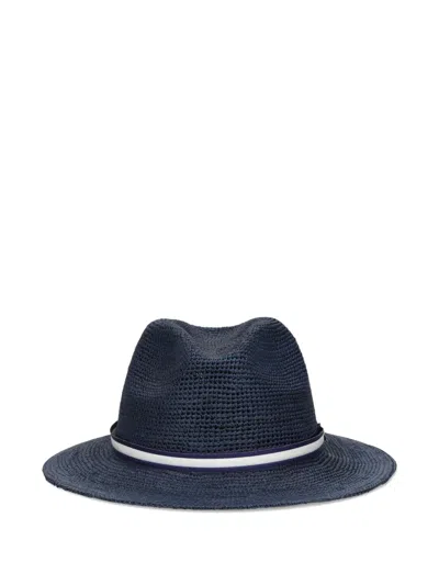 Borsalino Argentina Crochet-texture Hat In Blue