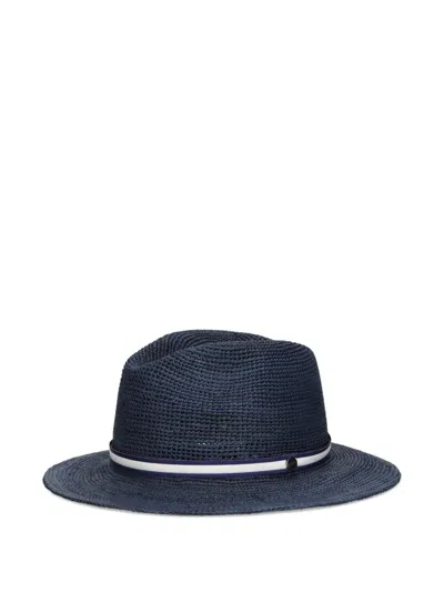 Borsalino Argentina Crochet-texture Hat In Blue