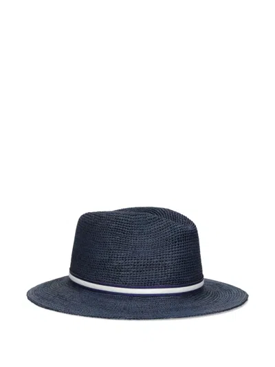 Borsalino Argentina Crochet-texture Hat In Blue