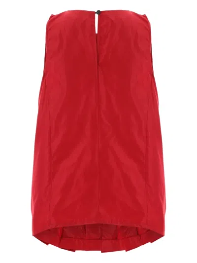 Maria Calderara Sleeveless Pleated Blouse In Red