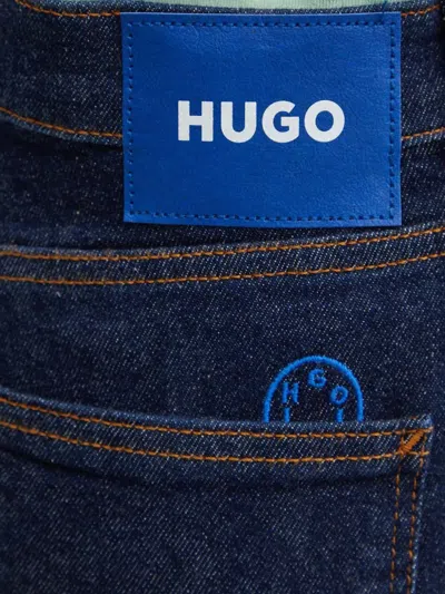 Hugo Boss High-waisted Logo-plaque Jeans In Blue