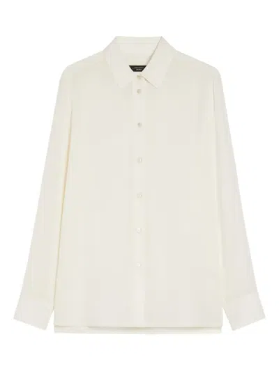 Weekend Max Mara Point-collar Gathered-cuff Shirt In Neutral
