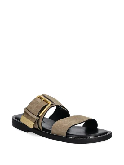 Marc O'polo Buckle-detail Suede Slides In Brown