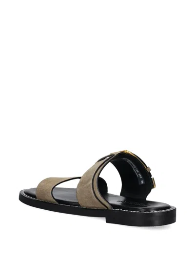 Marc O'polo Buckle-detail Suede Slides In Brown