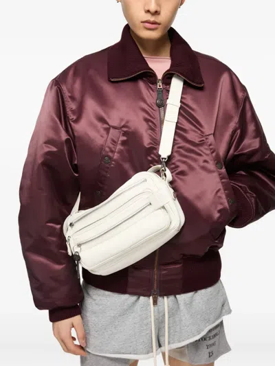 三拉链皮质单肩包