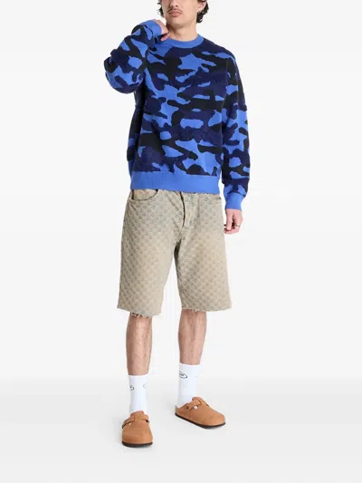 Dime Camouflage-intarsia Sweater In Blue