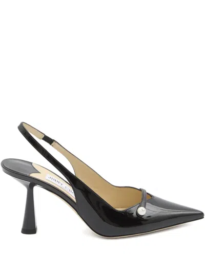 Jimmy Choo Amita 85 Patent Leather Slingback Pumps In Black