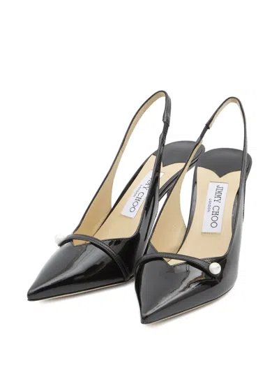 Jimmy Choo Amita 85 Patent Leather Slingback Pumps In Black