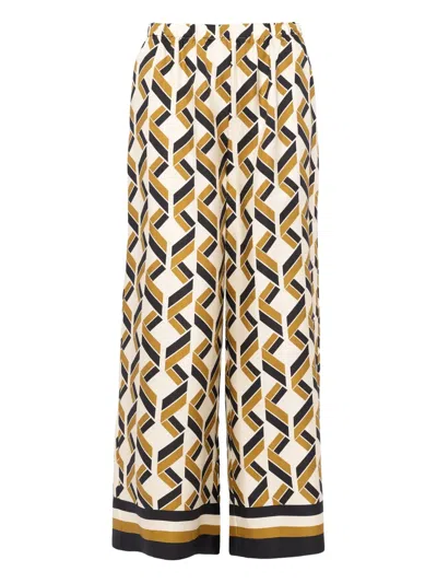Eres Tube Patterned Silk Twill Wide-leg Pants In Brown