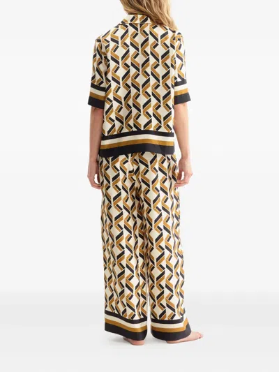 Eres Tube Patterned Silk Twill Wide-leg Pants In Brown