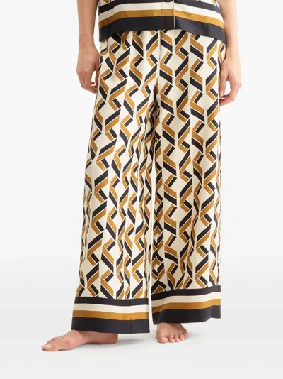 Eres Tube Patterned Silk Twill Wide-leg Pants In Brown