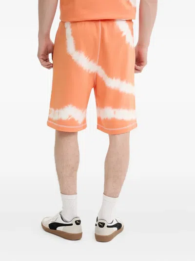 Hugo Boss Logo-print Tie-dye Track Shorts In Orange