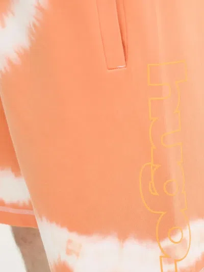 Hugo Boss Logo-print Tie-dye Track Shorts In Orange