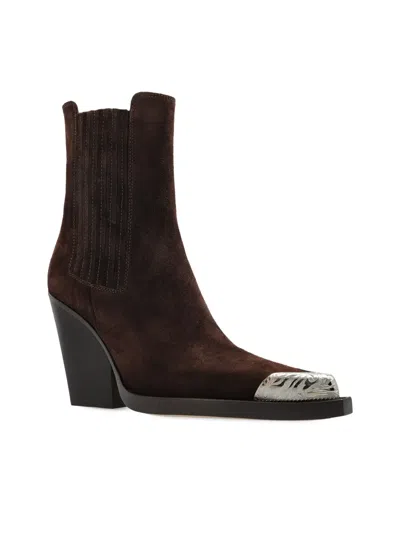 Paris Texas 100mm Dallas Metallic-toe Suede Boots In Brown