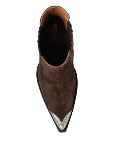 Paris Texas 100mm Dallas Metallic-toe Suede Boots In Brown