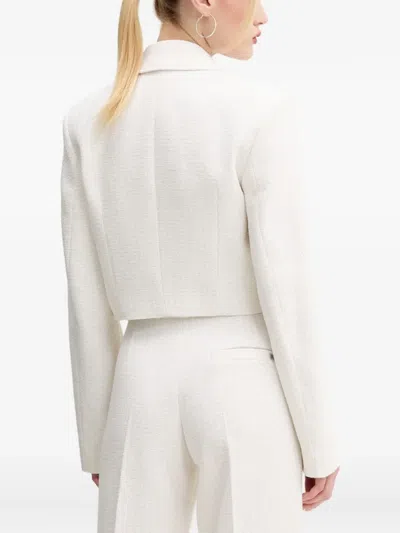Hugo Boss Tweed Shirt Jacket In White