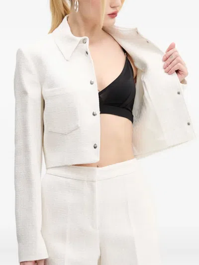 Hugo Boss Tweed Shirt Jacket In White