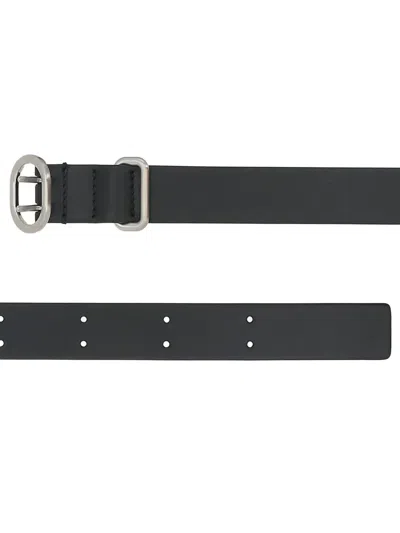 Jil Sander Oval-buckle Leather Belt In Black