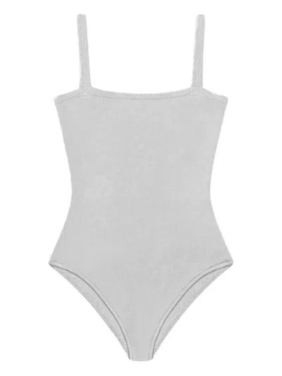 Calle Del Mar Ribbed Knit Bodysuit In Gray