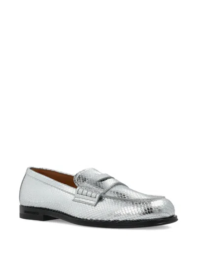 Dsquared2 Metallic Neoclassic Loafers With Textured Surface In Metallic