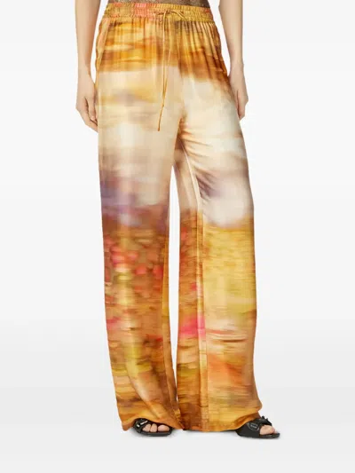Pinko Pantalon Imprimé Ample Et Léger In Yellow