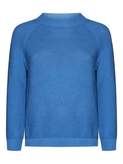 Weekend Max Mara Raglan-sleeve Cotton Sweater In Blue