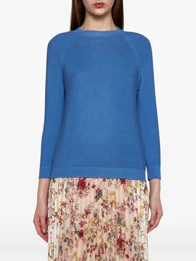 Weekend Max Mara Raglan-sleeve Cotton Sweater In Blue