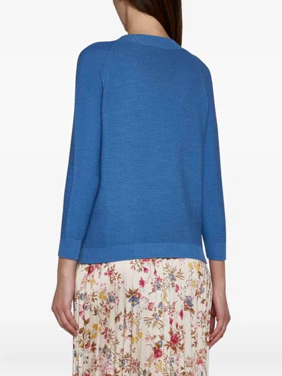 Weekend Max Mara Raglan-sleeve Cotton Sweater In Blue