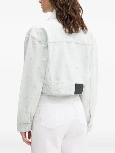 Hugo Boss Embroidered Denim Jacket In Blue